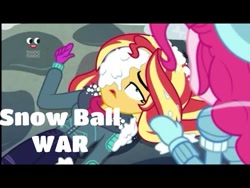 Size: 480x360 | Tagged: safe, edit, edited screencap, screencap, pinkie pie, sunset shimmer, better together, equestria girls, holidays unwrapped, plusplus, snow