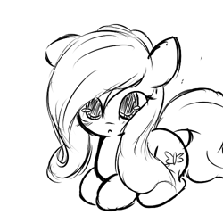 Size: 500x500 | Tagged: safe, artist:lightningnickel, fluttershy, pegasus, pony, female, mare, monochrome, solo