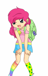 Size: 800x1280 | Tagged: safe, artist:cute_pinkie7, pinkie pie, human, clothes, cute, humanized, school, socks, solo