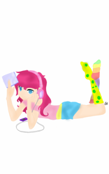 Size: 800x1280 | Tagged: safe, artist:cute_pinkie7, pinkie pie, human, anime, clothes, cute, humanized, music, socks, solo