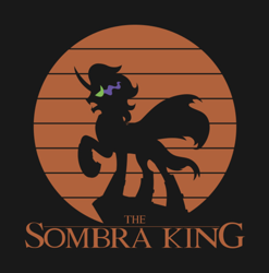 Size: 1112x1124 | Tagged: safe, artist:samoht-lion, derpibooru import, king sombra, pony, umbrum, unicorn, cape, clothes, male, parody, raised hoof, sombra eyes, stallion, the lion king