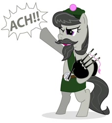 Size: 550x600 | Tagged: safe, artist:gimpcowking, octavia melody, earth pony, pony, semi-anthro, bagpipes, bipedal, britain, facial hair, kilt, moustache, one eye closed, scotland, scottish, wat