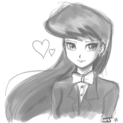 Size: 900x900 | Tagged: safe, artist:johnjoseco, octavia melody, human, grayscale, heart, humanized, monochrome, solo