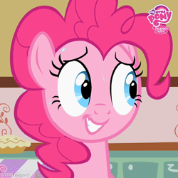 Size: 720x720 | Tagged: safe, screencap, pinkie pie, earth pony, pony, the cutie pox, nervous, sweat