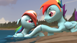 Size: 1920x1080 | Tagged: safe, artist:fd-daylight, derpibooru import, rainbow blitz, rainbow dash, mermaid, pony, 3d, dashblitz, female, male, rule 63, self ponidox, selfcest, shipping, source filmmaker, straight