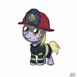 Size: 700x700 | Tagged: safe, artist:johnjoseco, dinky hooves, pony, unicorn, cute, female, filly, firefighter