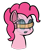 Size: 237x281 | Tagged: safe, alternate version, artist:lux, derpibooru exclusive, pinkie pie, cyborg, earth pony, pony, robot, blue screen of death, emote, kernel panic, open mouth, ponkbot, simple background, solo, transparent background, visor