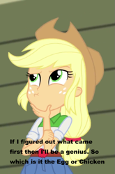 Size: 713x1080 | Tagged: safe, applejack, equestria girls, blonde hair, clothes, female, shirt, solo, thinkerjack