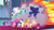 Size: 1366x768 | Tagged: safe, derpibooru import, screencap, applejack, fluttershy, pinkie pie, princess celestia, princess luna, rainbow dash, rarity, twilight sparkle, twilight sparkle (alicorn), alicorn, earth pony, pegasus, pony, unicorn, the ending of the end, blast, carpet, flying, hyper beam, levitation, magic, magic beam, magic blast, mane six, peytral, pushing, rock, rubble, struggling, telekinesis, throne room, worried