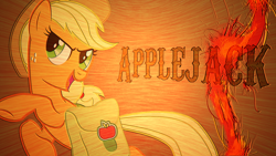 Size: 1920x1080 | Tagged: safe, artist:chadbeats, artist:silentmatten, applejack, earth pony, pony, saddle, vector, wallpaper