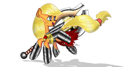 Size: 4098x2234 | Tagged: safe, artist:saddnesspony, applejack, earth pony, pony, blonde mane, female, mare, missing accessory, orange coat, solo