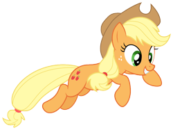 Size: 750x560 | Tagged: safe, artist:myrami, applejack, earth pony, pony, apple family reunion, .svg available, grin, jumping, simple background, solo, transparent background, vector