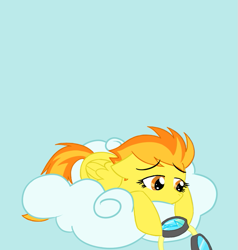 Size: 639x670 | Tagged: safe, artist:okiedokielokie, derpibooru import, spitfire, ask-mlpspitfire, cloud, goggles, sad, solo, tumblr