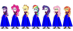 Size: 2541x1080 | Tagged: safe, artist:cartoonmasterv3, applejack, fluttershy, pinkie pie, rainbow dash, rarity, sunset shimmer, twilight sparkle, twilight sparkle (alicorn), alicorn, equestria girls, clothes, humane five, humane seven, humane six, long skirt, skirt