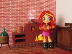 Size: 1200x900 | Tagged: safe, artist:whatthehell!?, sunset shimmer, equestria girls, clothes, cooking pot, cuisine, eqventures of the minis, jar, kitchen, photo, stove