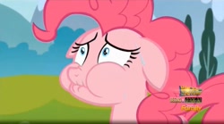 Size: 1665x928 | Tagged: safe, screencap, pinkie pie, earth pony, pony, the one where pinkie pie knows, female, floppy ears, mare, pink coat, pink mane