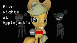 Size: 1024x576 | Tagged: safe, applejack, earth pony, pony, animatronic, applefazjack, applefreddy, applefreddy fazjack's pizzeria, endoskeleton, five nights at aj's, five nights at freddy's, solo