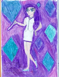 Size: 1526x1982 | Tagged: safe, artist:twilightangel004, rarity, human, cutie mark, diamond, female, high heels, humanized, shoes, solo, traditional art, wand