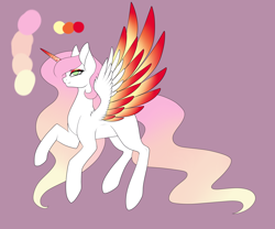 Size: 2400x2000 | Tagged: safe, artist:minelvi, princess celestia, alicorn, pony, alternate design, alternate universe, colored wings, high res, multicolored wings, pink mane, pink-mane celestia, reference sheet, solo