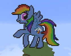 Size: 900x705 | Tagged: safe, artist:brittanysdesigns, derpibooru import, rainbow dash, pegasus, pony, game screencap, minecraft, minecraft pixel art, pixel art, solo