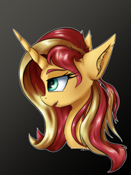 Size: 1668x2224 | Tagged: safe, artist:coldtrail, sunset shimmer, pony, unicorn, ear fluff, female, gradient background, mare, simple background, solo