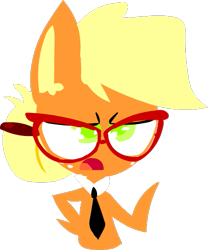 Size: 435x524 | Tagged: safe, artist:mushroomcookiebear, applejack, earth pony, pony, glasses, necktie, solo