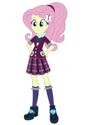 Size: 5000x7071 | Tagged: safe, artist:mlpcompilation, fluttershy, equestria girls, friendship games, absurd resolution, accessory swap, alternate universe, bowtie, clothes, clothes swap, crystal prep academy, crystal prep academy uniform, crystal prep shadowbolts, pleated skirt, school uniform, simple background, skirt, solo, transparent background, vector