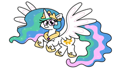 Size: 1280x720 | Tagged: safe, artist:diuky, princess celestia, alicorn, pony, female, flying, mare, simple background, solo, transparent background