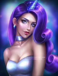 Size: 684x900 | Tagged: safe, artist:nindei, rarity, human, breasts, cleavage, female, horned humanization, humanized, looking at you, solo