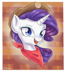 Size: 1560x1690 | Tagged: safe, artist:tcn1205, rarity, pony, unicorn, cowboy hat, cowgirl, cute, female, hat, mare, smiling, solo, stetson