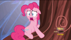 Size: 1920x1080 | Tagged: safe, screencap, pinkie pie, earth pony, pony, the one where pinkie pie knows, animated, floppy ears, head shake, loop, screaming