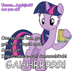 Size: 760x750 | Tagged: safe, twilight sparkle, big lipped alligator moment, cider, naruto the abridged series, offscreen bartender, purple text, serstoic, simple background, solo, vector, vulgar, white background