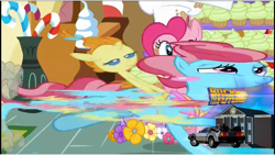 Size: 860x484 | Tagged: safe, screencap, cup cake, pinkie pie, pumpkin cake, earth pony, pony, the one where pinkie pie knows, animation smear, back to the future, great moments in animation, smear frame, sugarcube corner