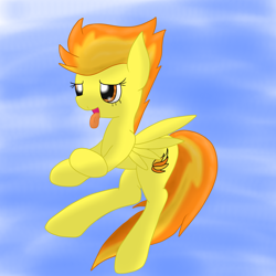 Size: 2600x2600 | Tagged: safe, artist:flashiest lightning, derpibooru import, spitfire, pegasus, pony, female, mare, solo, tongue out