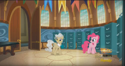 Size: 1282x676 | Tagged: safe, screencap, mayor mare, pinkie pie, earth pony, pony, the one where pinkie pie knows, file cabinet, town hall