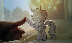 Size: 2592x1552 | Tagged: safe, artist:skalker, applejack, earth pony, pony, paper child, paper pony, photo, solo