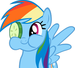 Size: 8343x7501 | Tagged: safe, artist:rainbowplasma, derpibooru import, rainbow dash, pegasus, pony, ponyville confidential, absurd resolution, chewing, cucumber, cucumber pirate, cute, dashabetes, eating, female, food, mare, puffy cheeks, simple background, smiling, solo, transparent background, vector