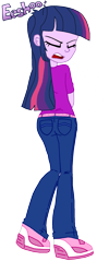 Size: 833x2083 | Tagged: artist needed, safe, derpibooru import, twilight sparkle, equestria girls, adorkable, ass, clothes, cute, dork, jeans, sneezing, sneezing fetish, solo, spray