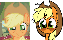 Size: 1584x1003 | Tagged: safe, artist:mushroomcookiebear, screencap, applejack, earth pony, pony, scene interpretation, solo