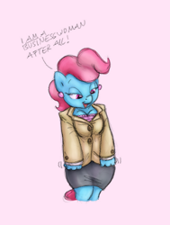 Size: 500x660 | Tagged: safe, artist:carnifex, artist:deeriojim, cup cake, anthro, clothes, colored, suit, the skin of mayor mare