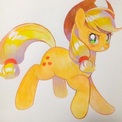 Size: 1024x1024 | Tagged: safe, artist:hotomura, applejack, earth pony, pony, female, mare, solo, traditional art