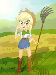 Size: 1600x2132 | Tagged: safe, artist:sumin6301, applejack, equestria girls, solo, working