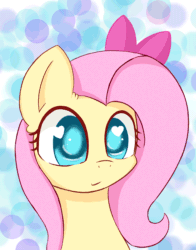 Size: 792x1008 | Tagged: safe, artist:citizensmiley, fluttershy, pegasus, pony, animated, blinking, bow, bust, cute, female, hair bow, heart eyes, mare, shyabetes, solo, wingding eyes