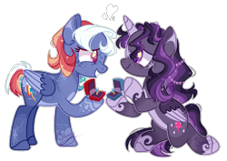 Size: 1924x1360 | Tagged: safe, artist:manella-art, derpibooru import, rainbow dash, twilight sparkle, twilight sparkle (alicorn), alicorn, pegasus, pony, alternate design, base used, female, lesbian, marriage proposal, ring, shipping, simple background, transparent background, twidash