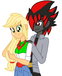 Size: 982x1200 | Tagged: safe, artist:ferrokiva, applejack, equestria girls, commission, crossover, crossover shipping, equestria girls-ified, female, male, shadow the hedgehog, sonic the hedgehog (series), straight