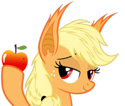Size: 6000x5100 | Tagged: safe, artist:magister39, applejack, bat pony, pony, absurd resolution, apple, applebat, bat ponified, looking at you, race swap, simple background, solo, transparent background, vector