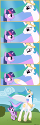 Size: 1000x3108 | Tagged: safe, artist:manateemckenzie, princess celestia, twilight sparkle, alicorn, pony, boop, comic, cute, cutelestia, female, filly, filly twilight sparkle, momlestia, twiabetes, younger