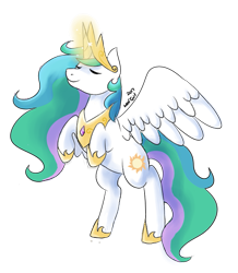 Size: 627x720 | Tagged: safe, artist:amber7041, princess celestia, alicorn, pony, magic, rearing, solo