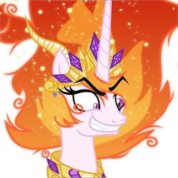 Size: 6000x6000 | Tagged: safe, artist:orin331, nightmare star, princess celestia, alicorn, pony, absurd resolution, bust, enterplay, evil, female, mane of fire, mare, merchandise, simple background, solo, trading card game, transparent background, updated, vector