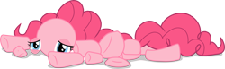 Size: 7801x2406 | Tagged: safe, artist:shutterflyeqd, pinkie pie, earth pony, pony, the one where pinkie pie knows, frown, modular, pinkie pieces, prone, sad, simple background, solo, transparent background, vector, wat